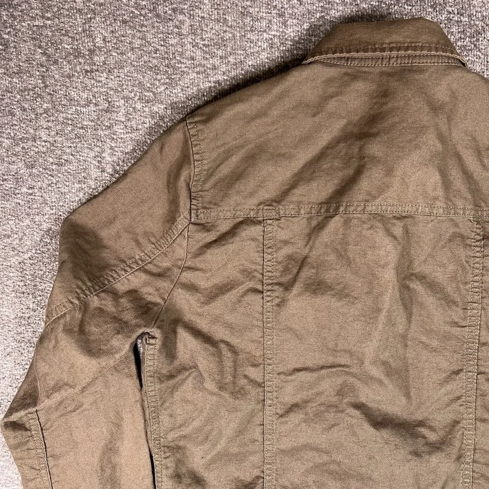 Eddie Bauer Jacket Women M Olive Linen Blend Safari Casual Safari Utility Earthy